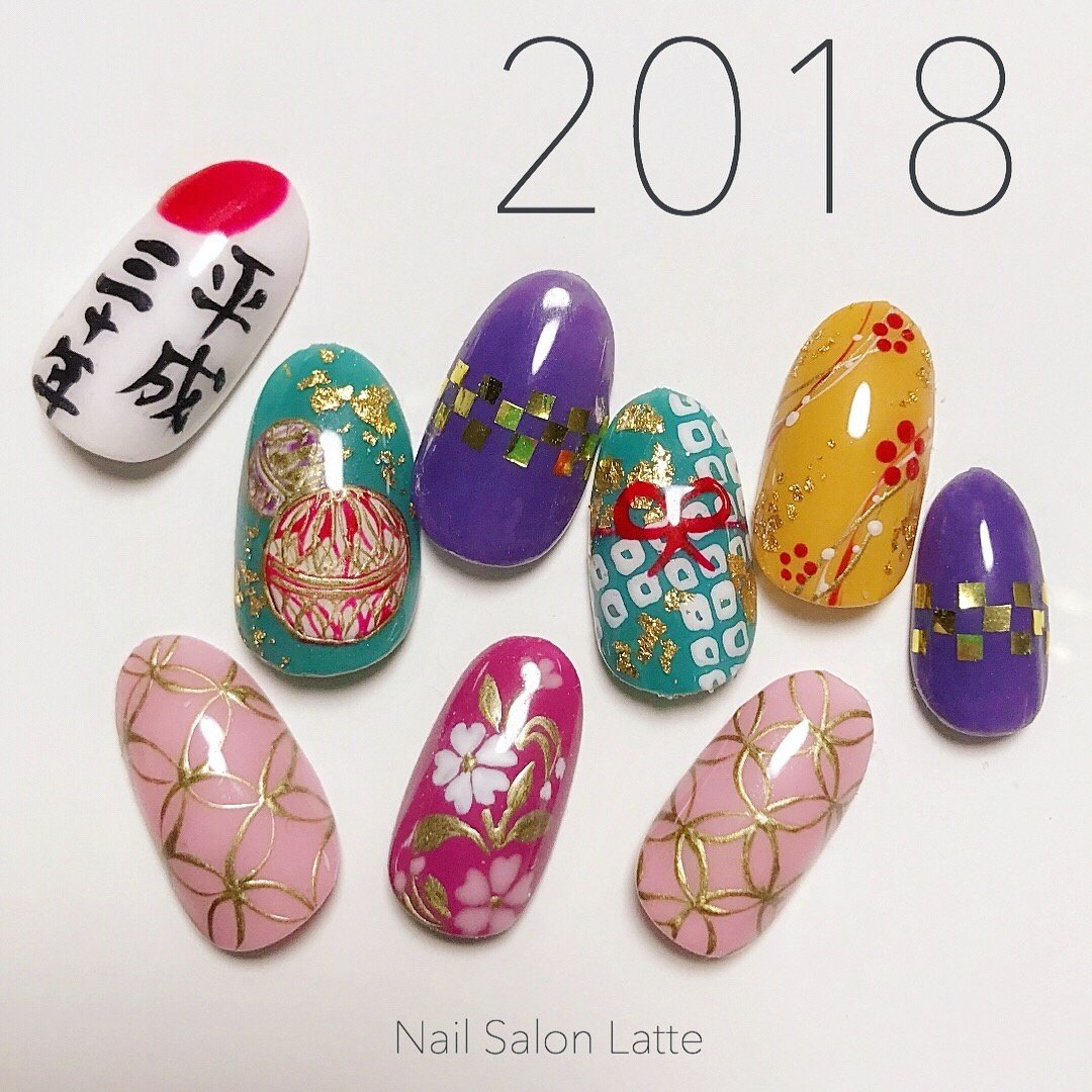 冬 お正月 浴衣 女子会 ハンド Nail Latteのネイルデザイン No ネイルブック