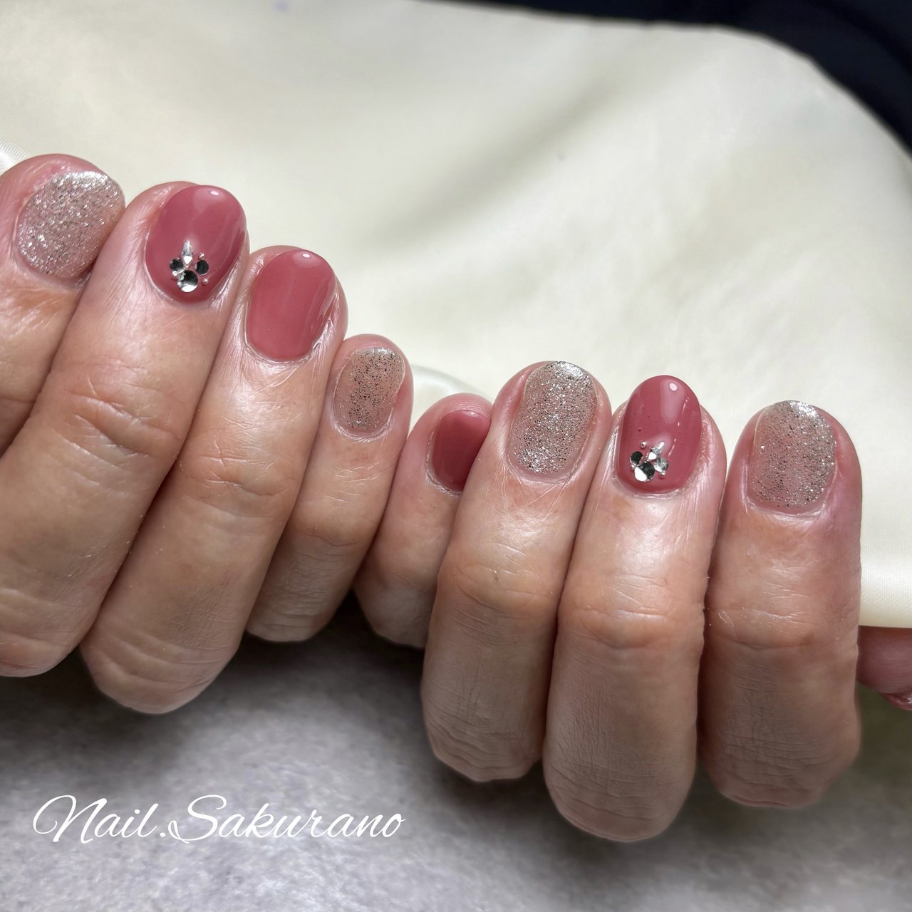 冬/ハンド/シンプル/ラメ/ピンク - nail salon さくらののネイル