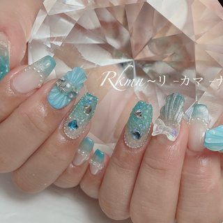 マーメイド/水色のネイルデザイン｜ネイルブック
