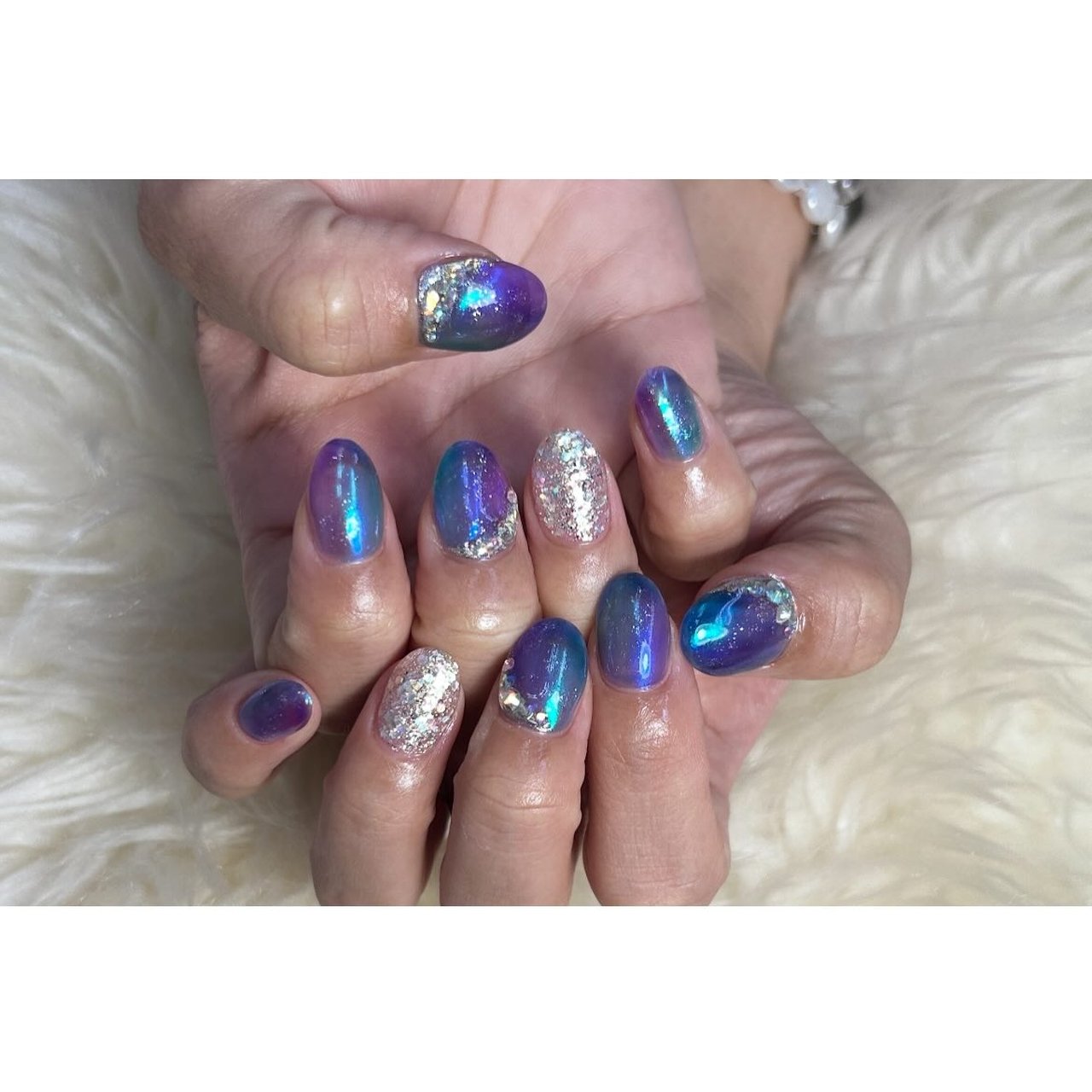 ニュアンス/マーブル/オーロラ/個性派/ブルー - asumiのネイルデザイン