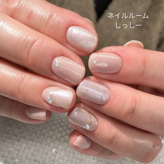 フレンチ/ミラー/＃ピンクベージュのネイルデザイン｜ネイルブック