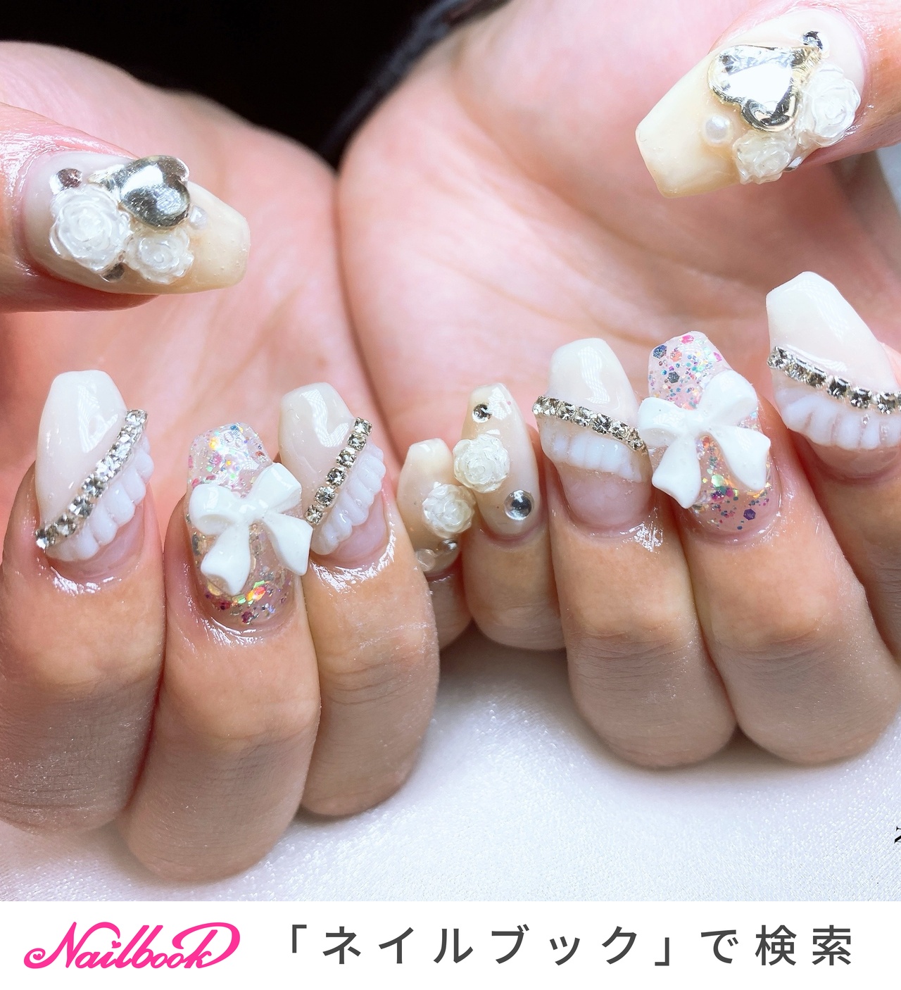 薔薇パーツのネイルデザイン｜ネイルブック