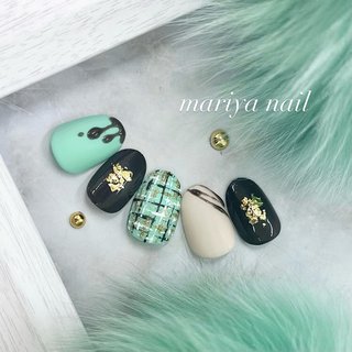 おすすめ順｜ツイード/ミントのネイルデザイン｜ネイルブック