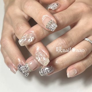 ツイード/キルティング/モノトーンのネイルデザイン｜ネイルブック