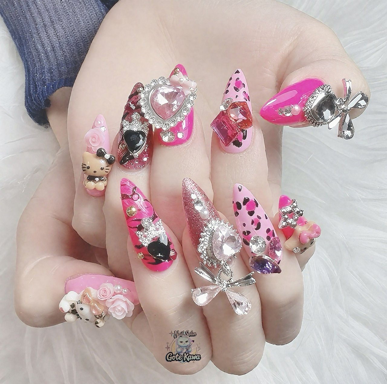 冬/バレンタイン/ハンド/3D/レオパード - Gote Kawa Nail Salonの