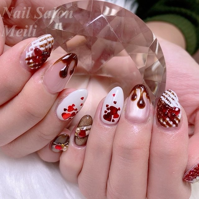 バレンタインネイルご紹介♪｜NAIL SALON MEILI｜ネイルブック