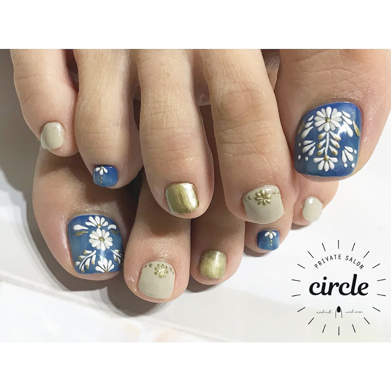 フット アンティーク エスニック ボヘミアン デニム Circle Nailのネイルデザイン No ネイルブック