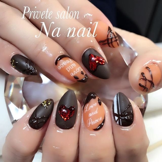 バレンタイン ハンド デコ マット ロング Na Nailのネイルデザイン No ネイルブック