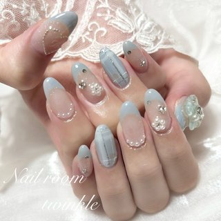 ドット/リボン/ちゅるん/ワンホン - S.JEWELのネイルデザイン[No