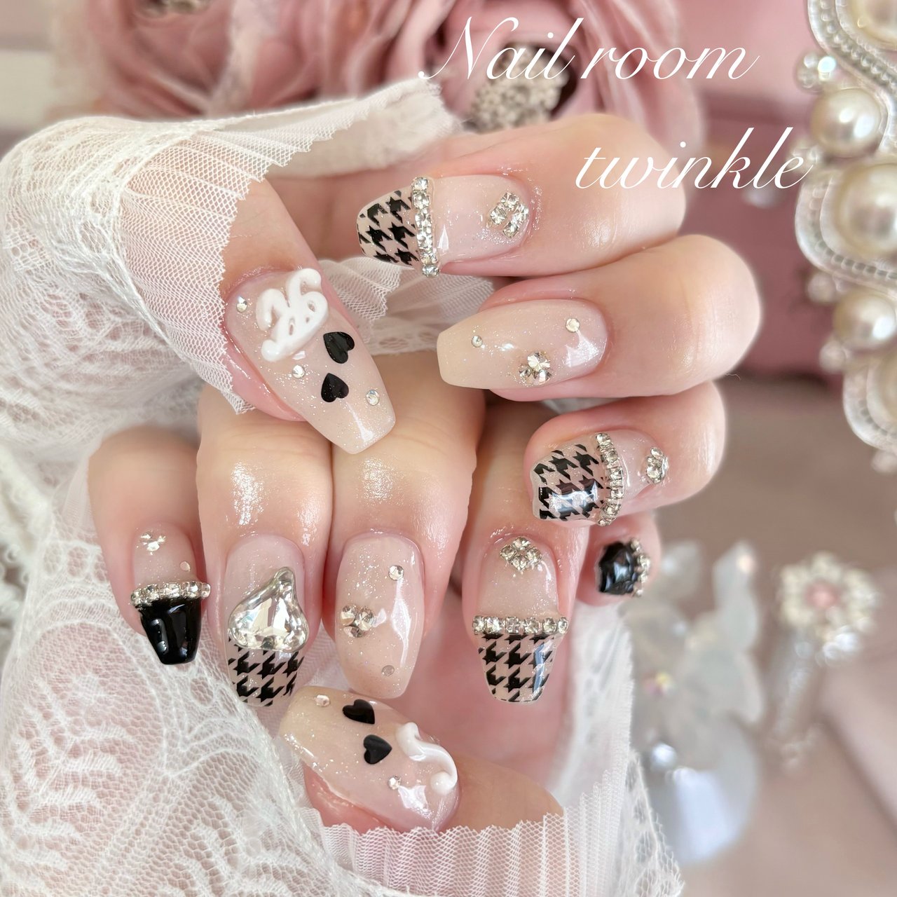 推し活/ハンド/千鳥柄/ワンホン/韓国 - Nail room twinkle SAEのネイル