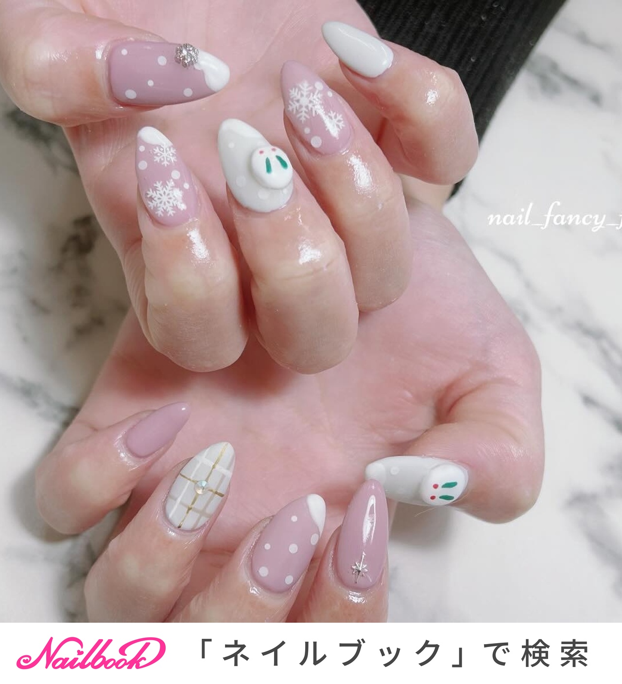 3D(エンボス/立体)/#雪うさぎネイルのネイルデザイン｜ネイルブック