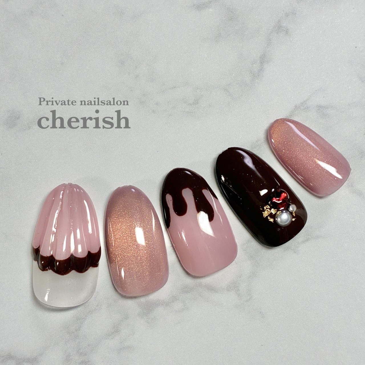 冬/バレンタイン/スイーツ/マグネット/ピンク - cherish_eriのネイル