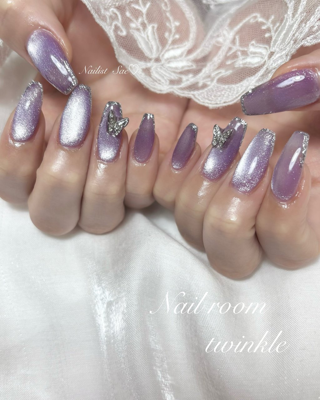 ハンド/蝶々/マグネット/ちゅるん/キラキラ - Nail room twinkle SAEの