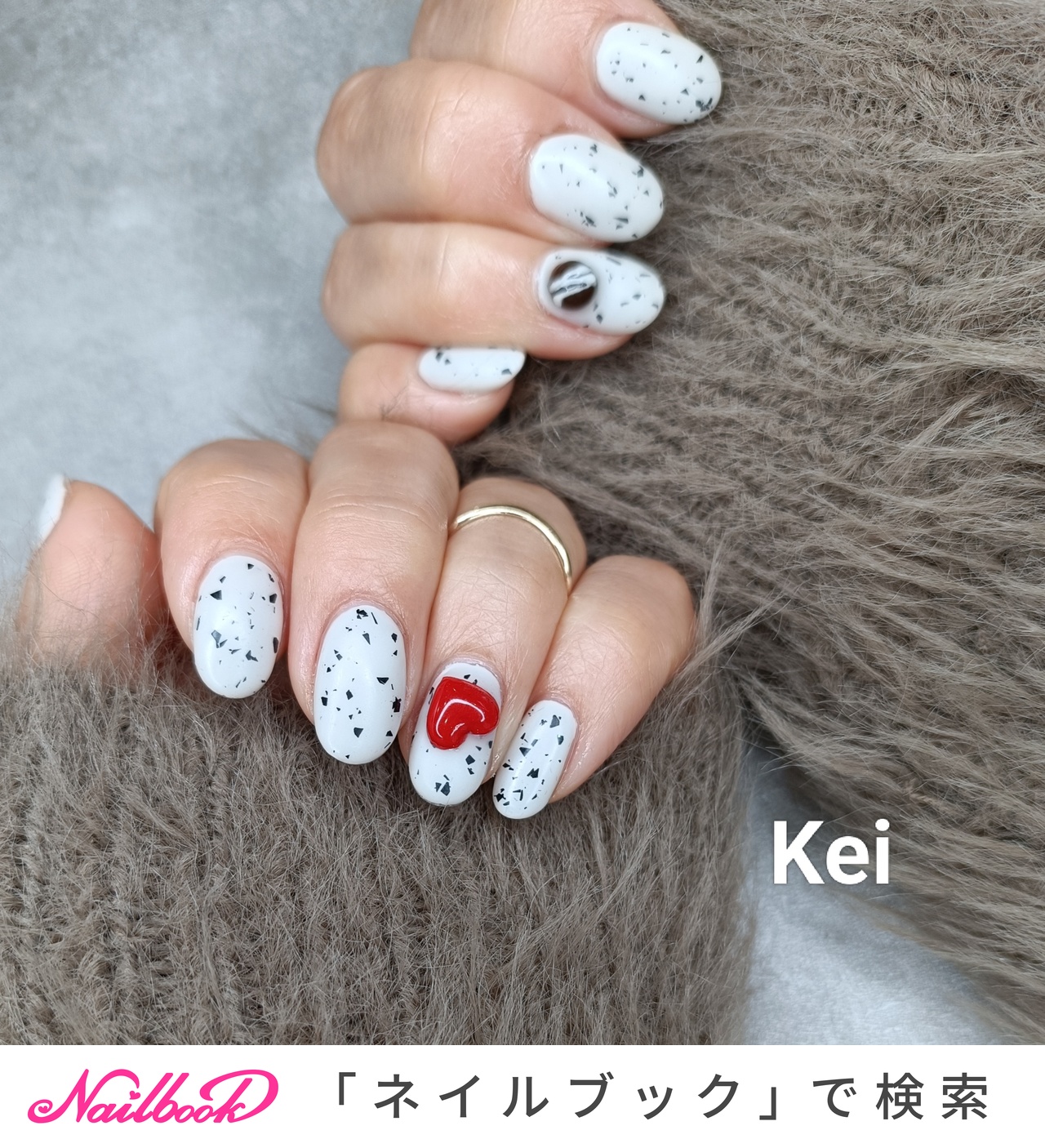 バレンタイン/ハンド/ハート/3D/マット - Kazumiのネイルデザイン[No