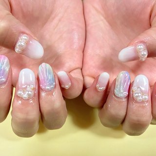 マーメイドネイル(マーメイド/人魚の鱗)/#ガーリーネイルのネイル 