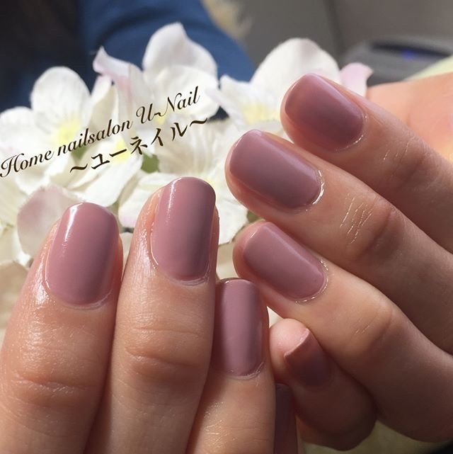 ワンカラー ピンク グレージュ スモーキー マニキュア 自宅ネイルサロン U Nailのネイルデザイン No ネイルブック