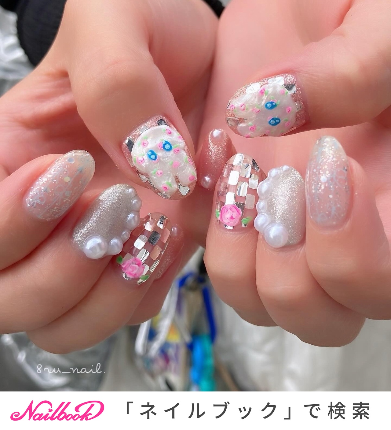 韓国ネイル(韓国)/#薔薇のネイルデザイン｜ネイルブック