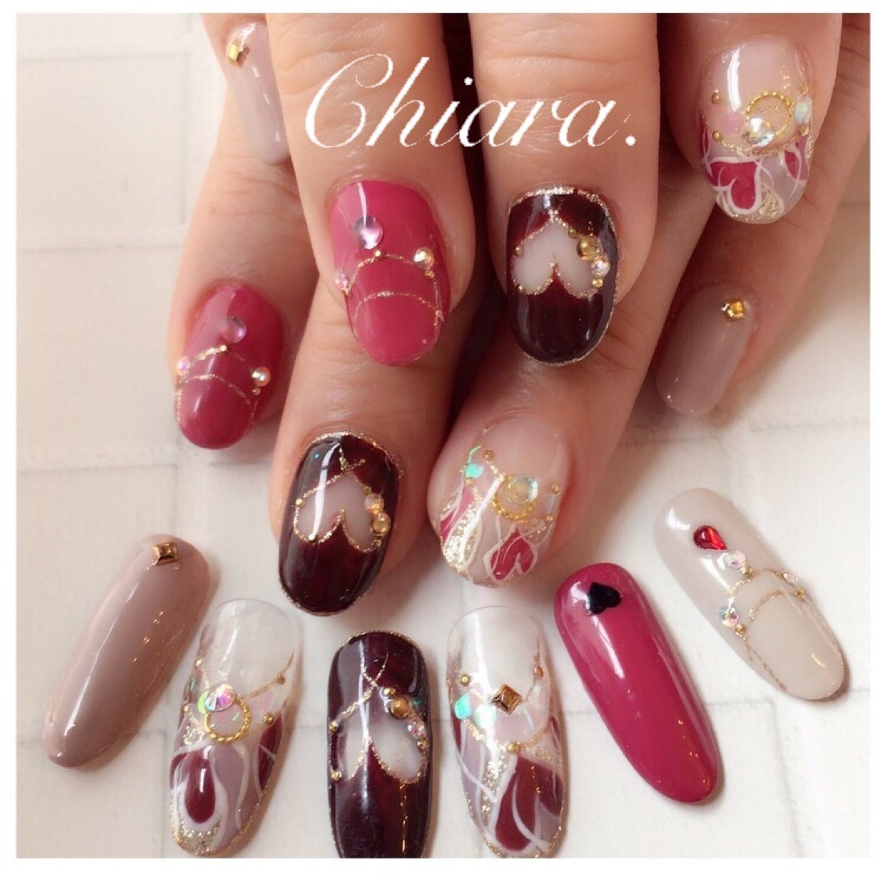 オールシーズン バレンタイン デート 女子会 変形フレンチ Yokoshikata ｷｱﾗのネイルデザイン No ネイルブック