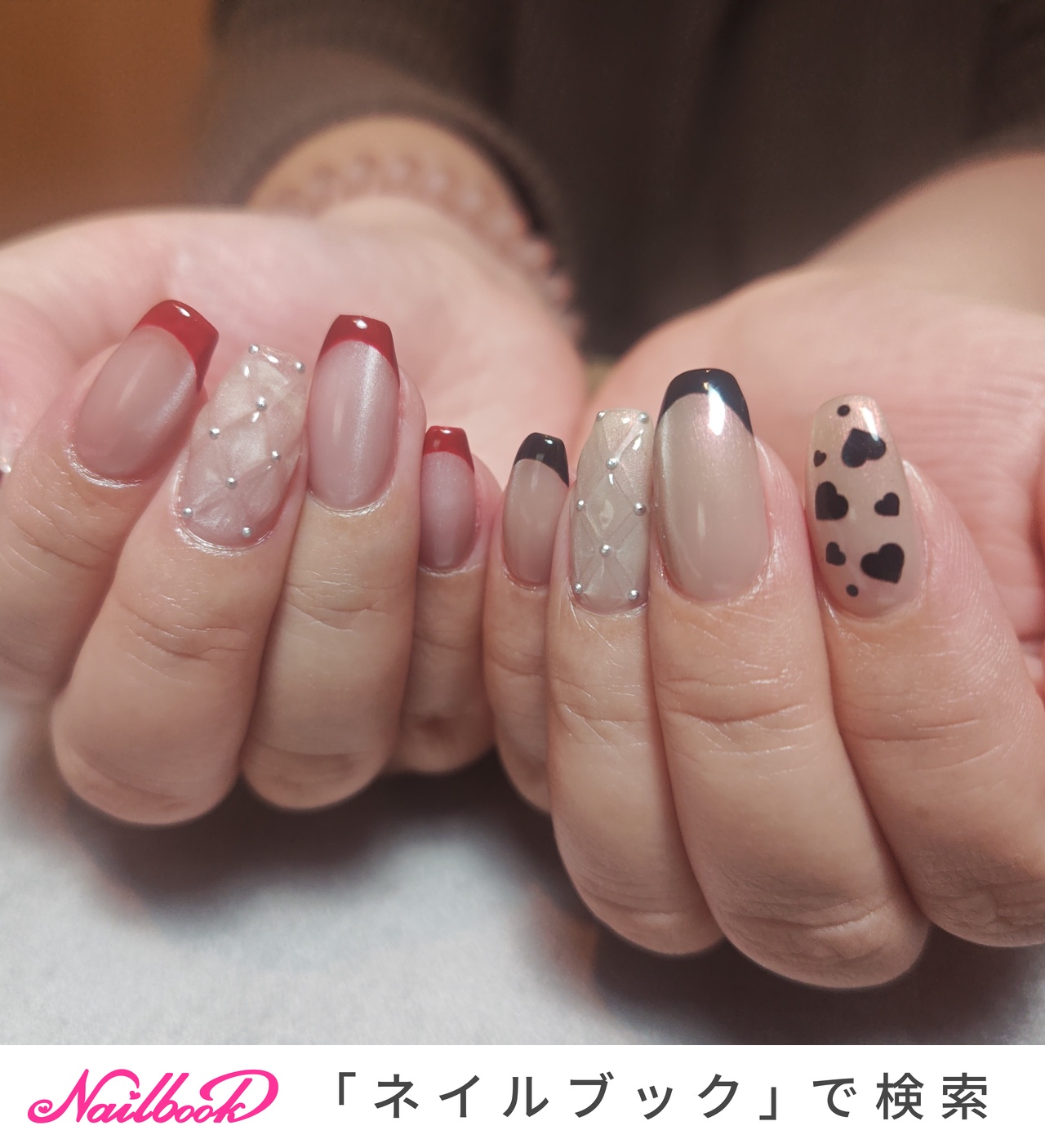 キルティング/マグネットフレンチのネイルデザイン｜ネイルブック
