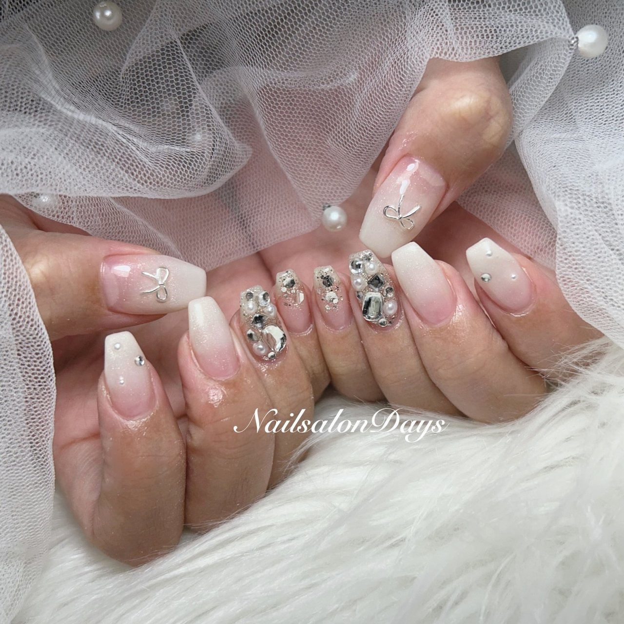 バレンタイン/リボン/ホワイト - Nail salon Days -miyoshigaoka-の