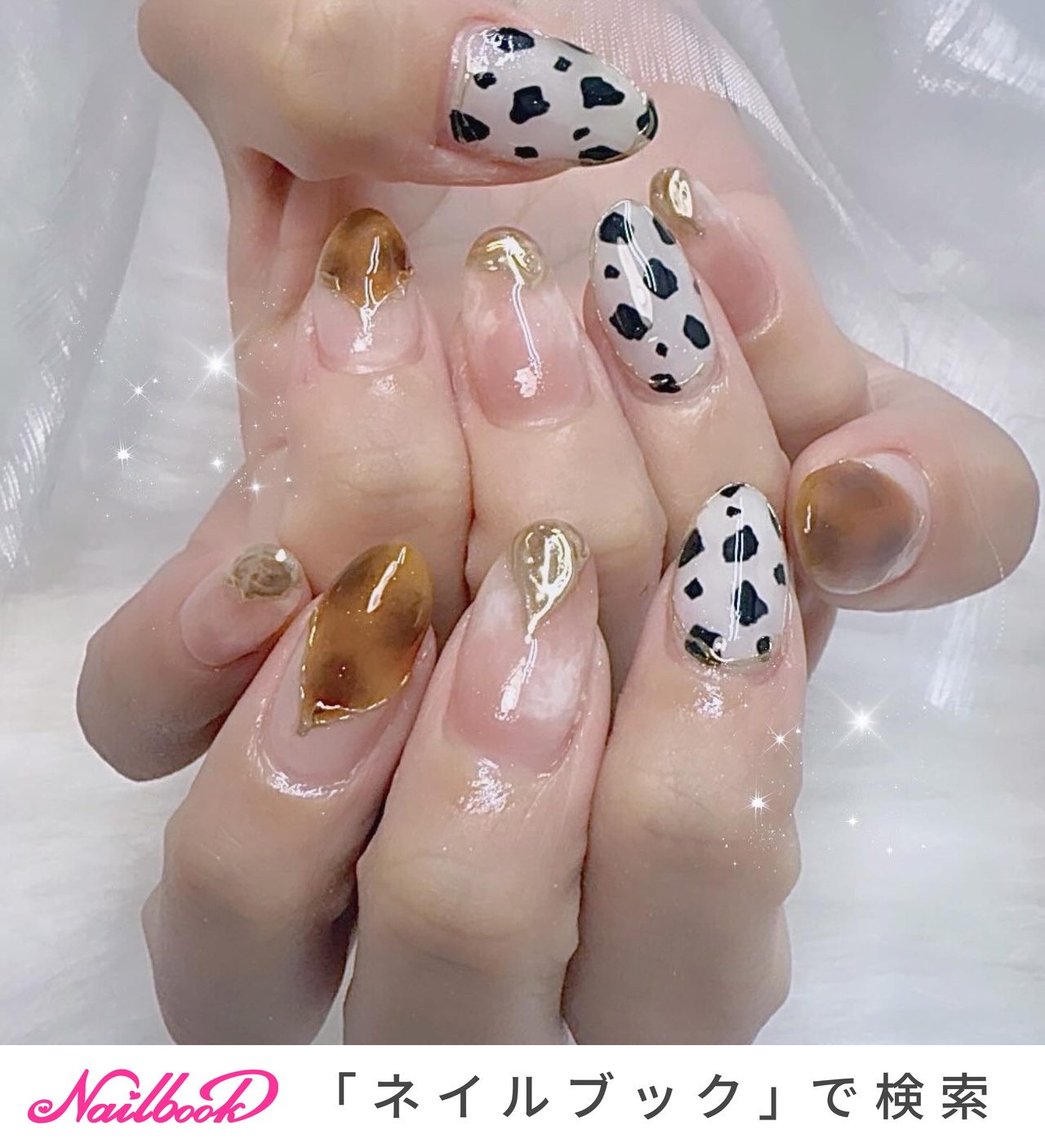 べっ甲/リボンのネイルデザイン｜ネイルブック