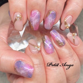 大理石/ピンクのネイルデザイン｜ネイルブック