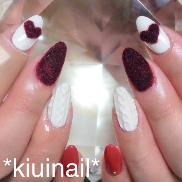 冬 ハンド ニット ロング ホワイト Kiuinailのネイルデザイン No ネイルブック