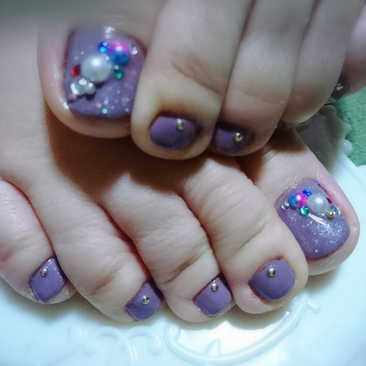 フット シンプル ワンカラー パープル ペディキュア はる のネイルデザイン No ネイルブック