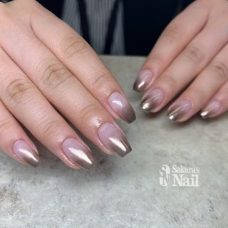 ブラウンミラーネイルのネイルデザイン｜ネイルブック