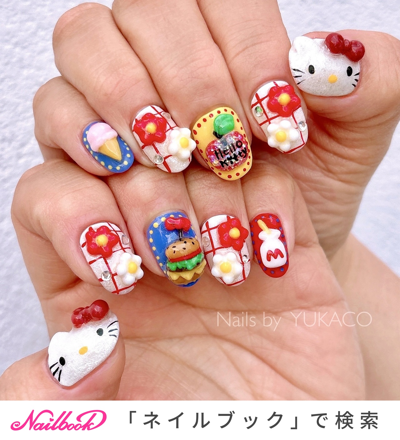 3D(エンボス/立体)/#ハローキティのネイルデザイン｜ネイルブック