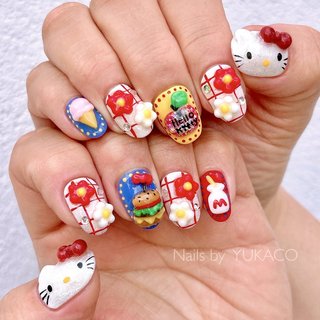 3D(エンボス/立体)/#ハローキティのネイルデザイン｜ネイルブック