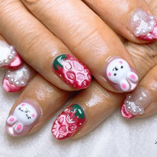 3D(エンボス/立体)/#いちごネイルのネイルデザイン｜ネイルブック