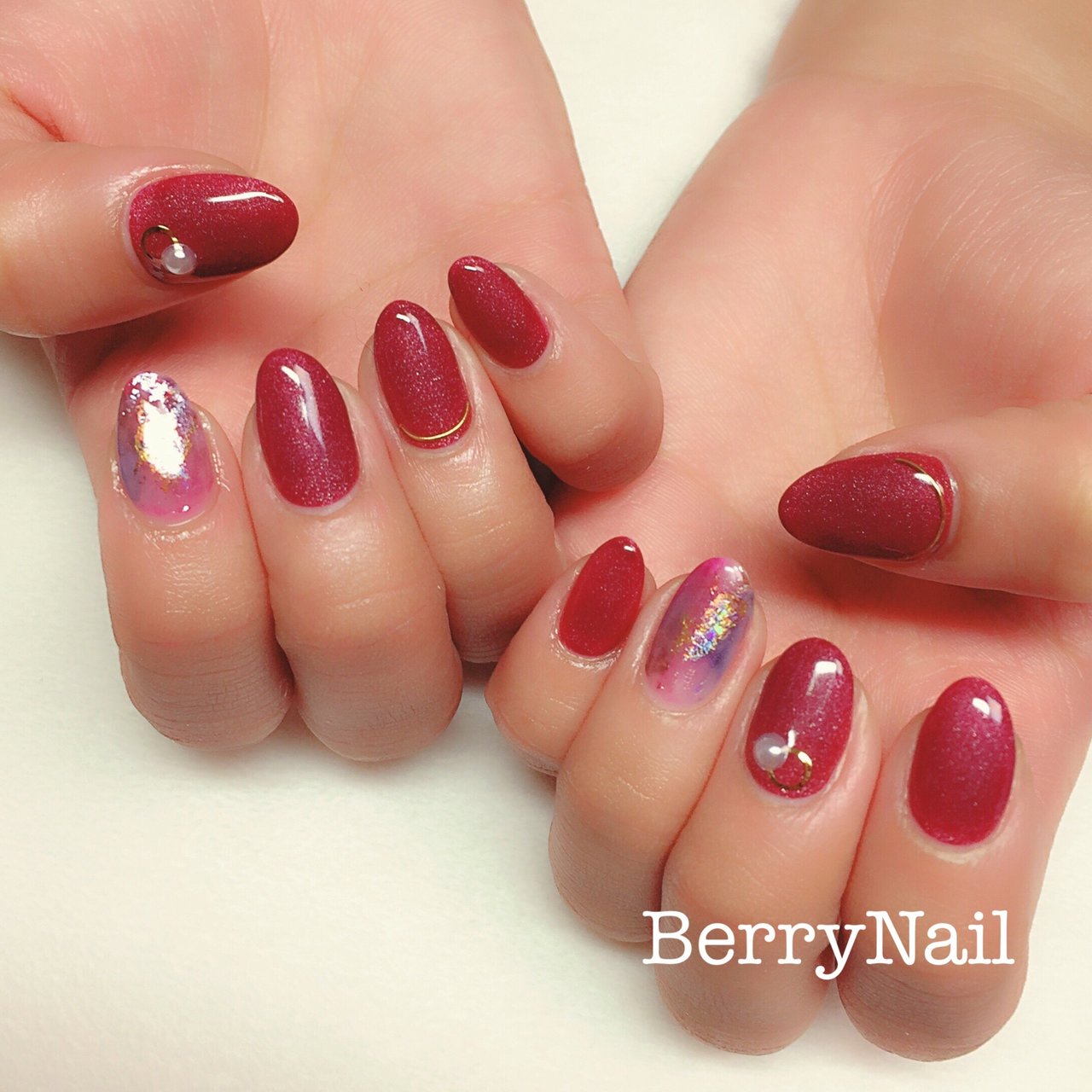 冬 オールシーズン ワンカラー ニュアンス レッド Berrynail ベリーネイル のネイルデザイン No ネイルブック