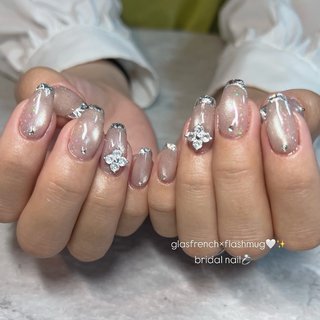 ワンホンネイル(ワンホン/中国ネイル/中華ネイル)/ガラスフレンチの