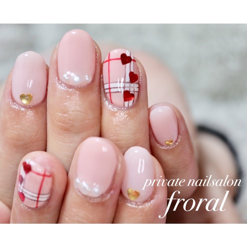 冬 オールシーズン バレンタイン デート ハンド Private Nailsalon Floral M のネイル デザイン No ネイルブック