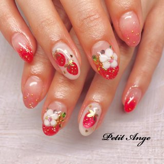 3D(エンボス/立体)/#いちごネイルのネイルデザイン｜ネイルブック