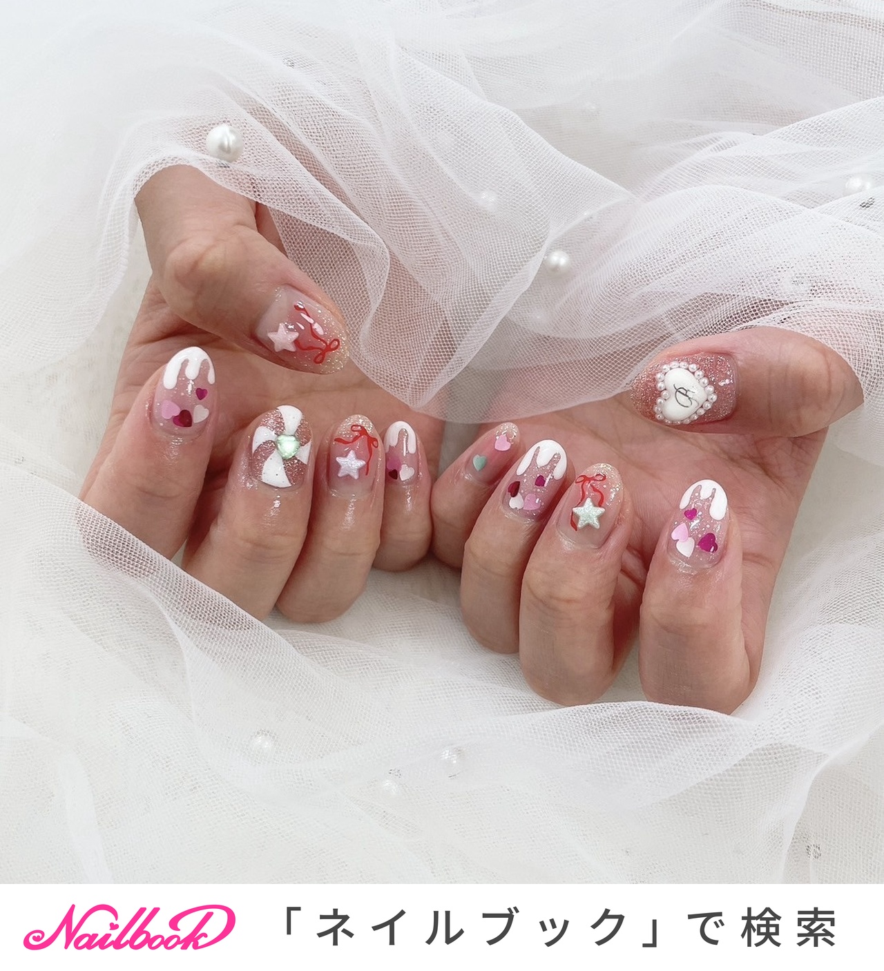 手が綺麗に見えるネイル/ハンド/キラキラ/ジェルネイル - 0508lalaotto