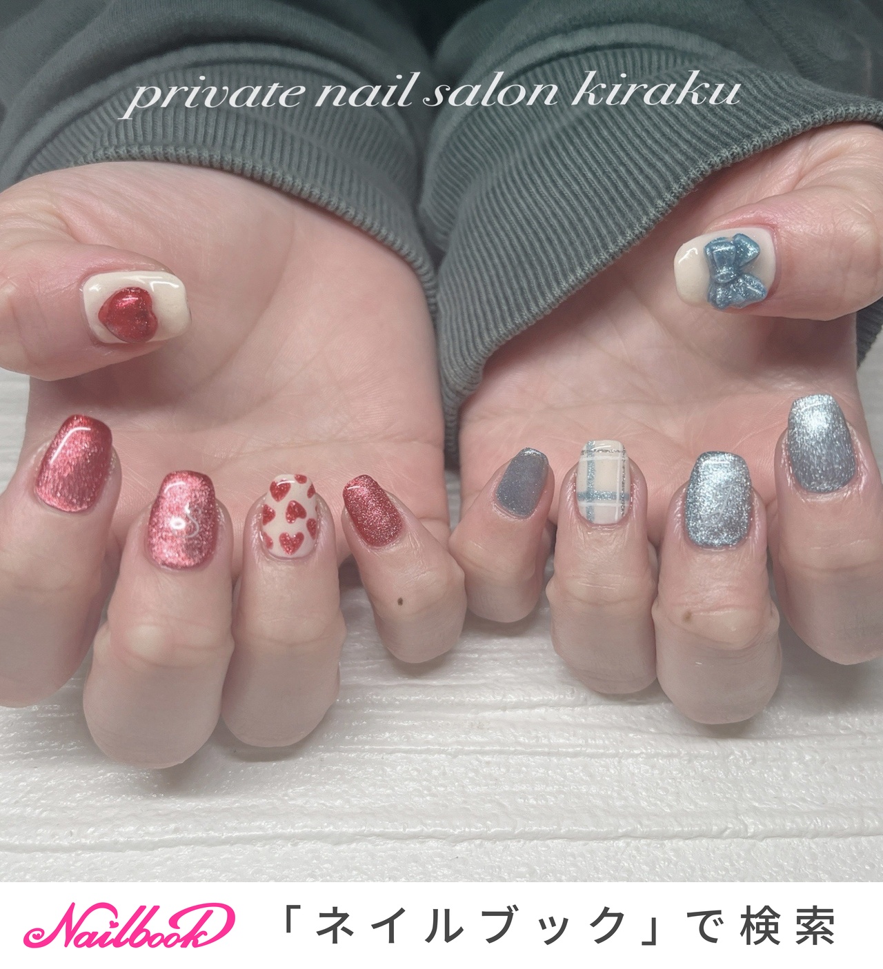 チェック/ハートのネイルデザイン｜ネイルブック