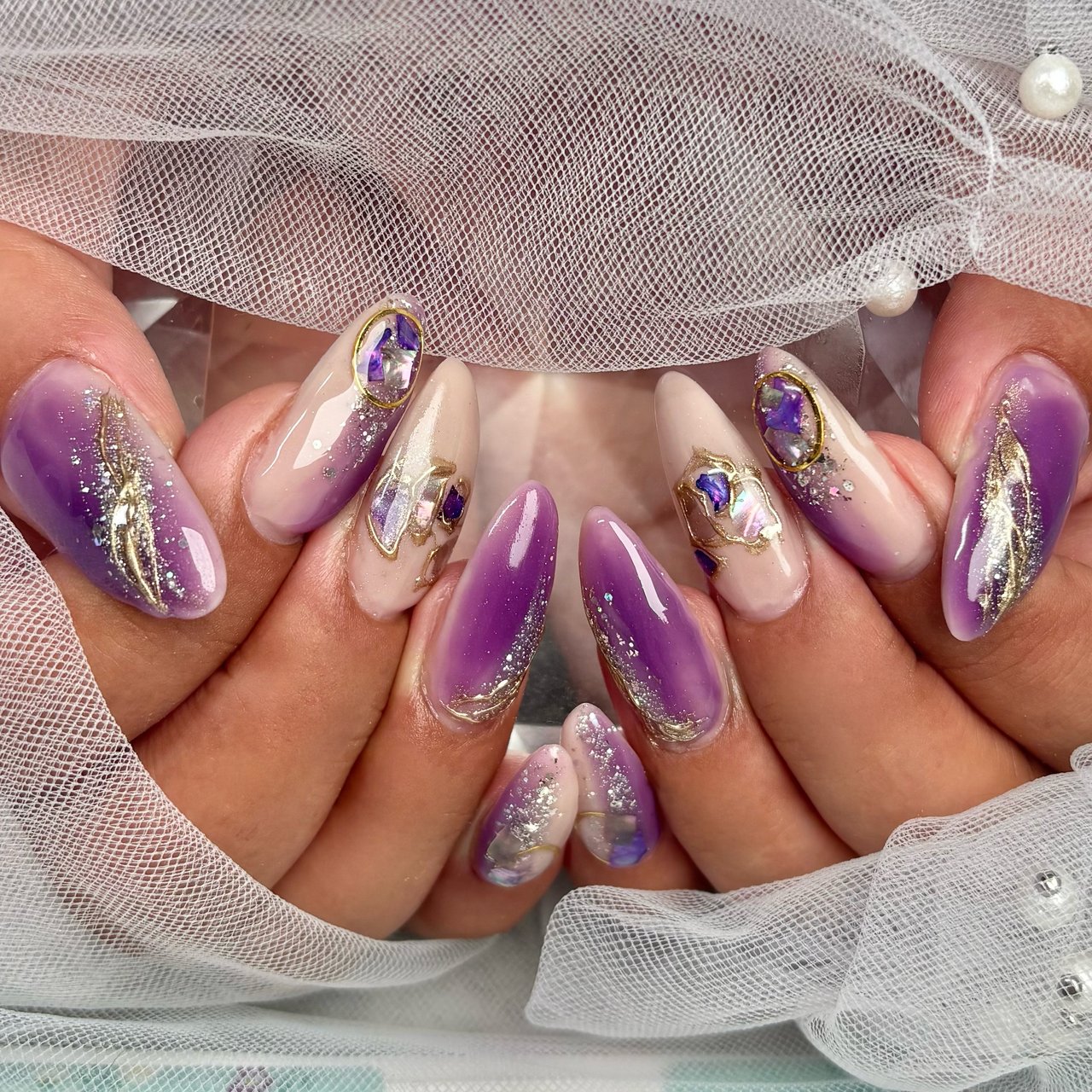 春/夏/オールシーズン/ハンド/パープル - ネイルサロンアンジーの