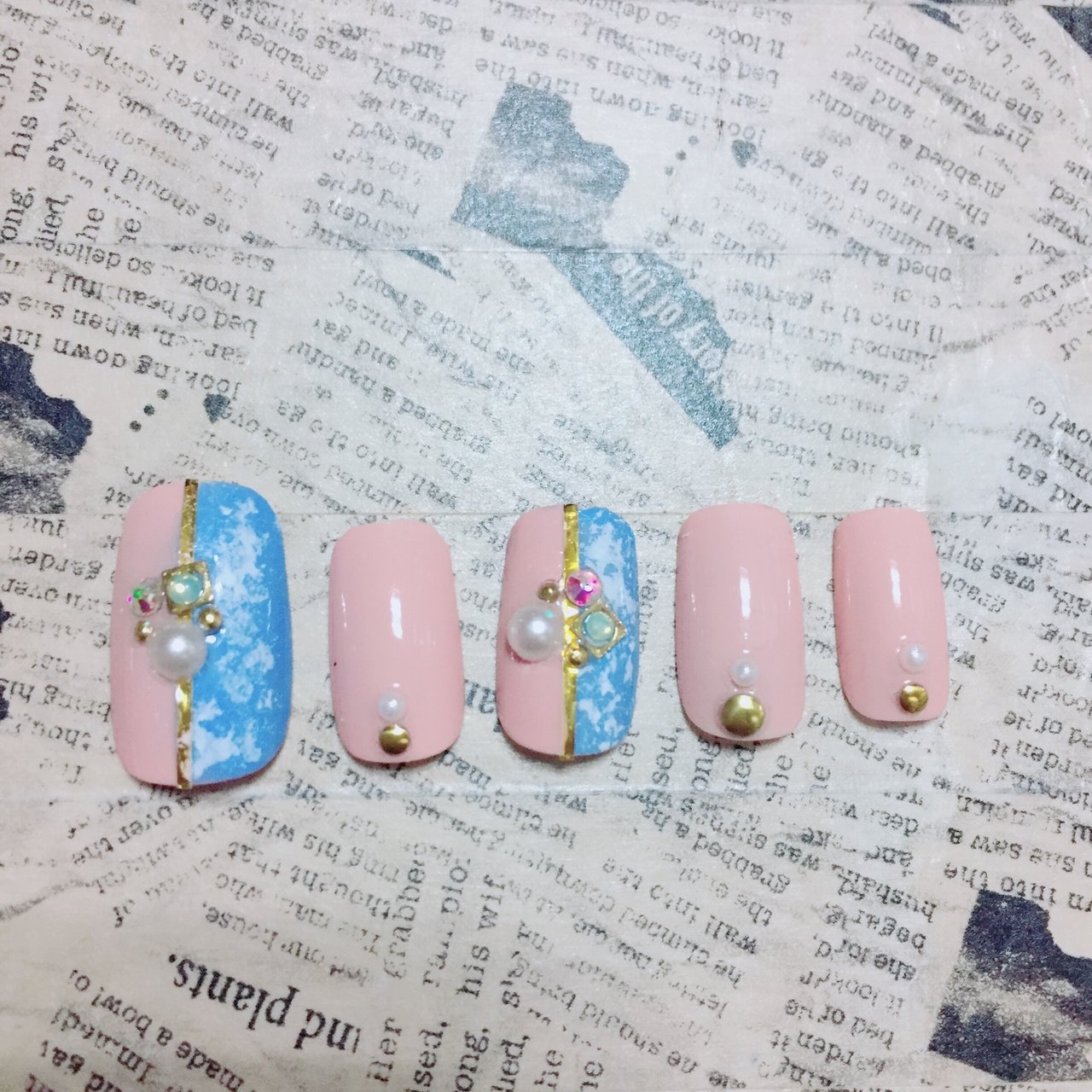 マーブル ホワイト ピンク 水色 もみのネイルデザイン No ネイルブック