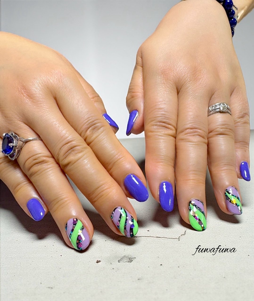 オールシーズン/ハンド/キラキラ/グリーン/パープル - fuwafuwa-takako