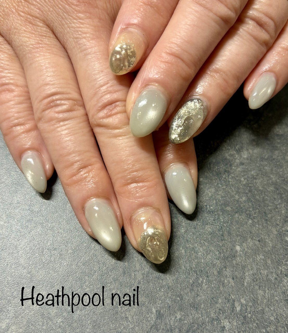 ハンド/マグネット/ミラー/ぷっくり/ホワイト - heathpoolnailのネイル