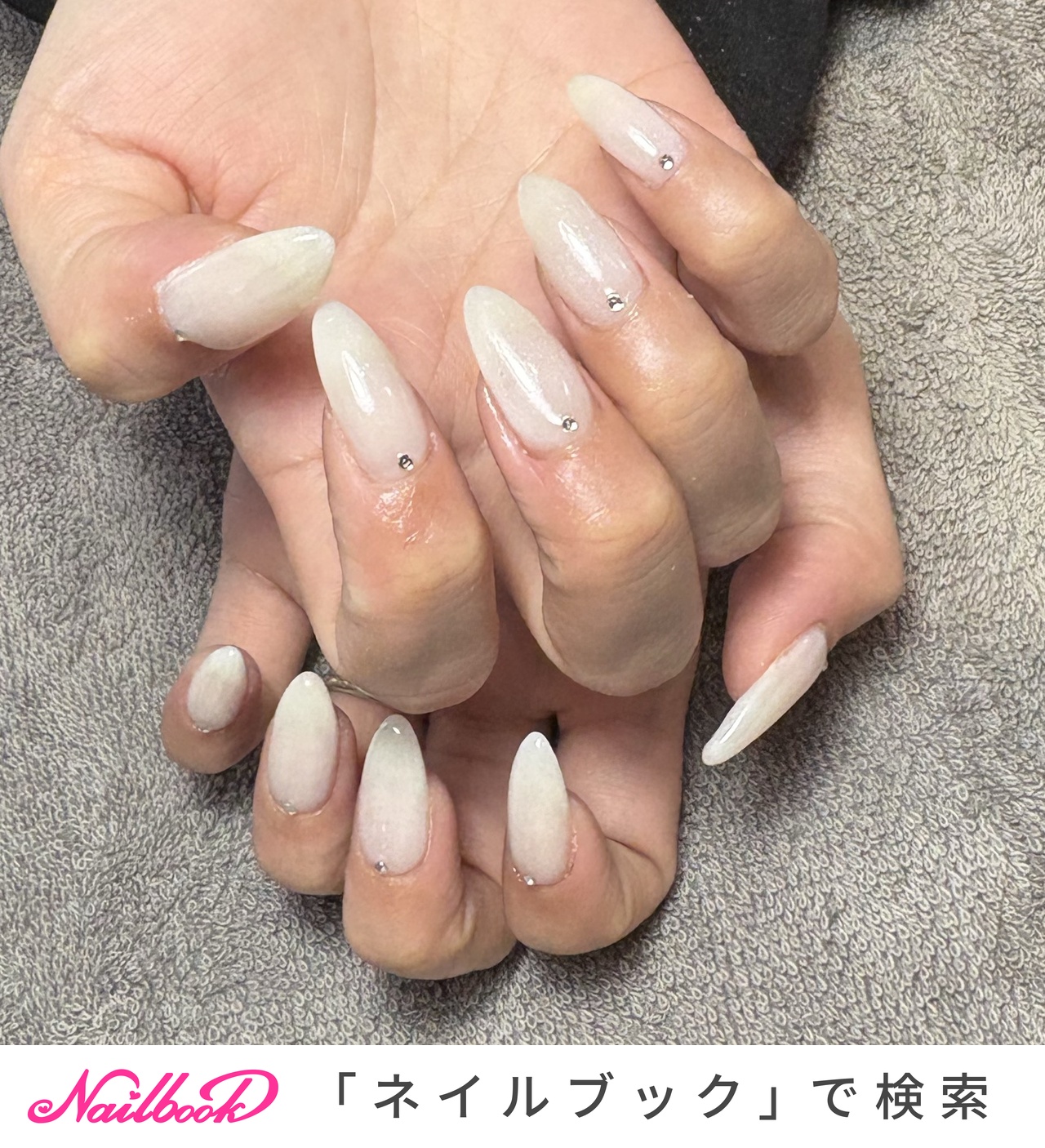 ハンド/ワンカラー/ロング/オーバル/ホワイト - SALOON 'by azusaの