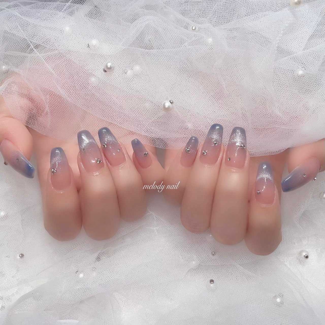 手が綺麗に見えるネイル/オールシーズン/ハンド/ビジュー/ちゅるん