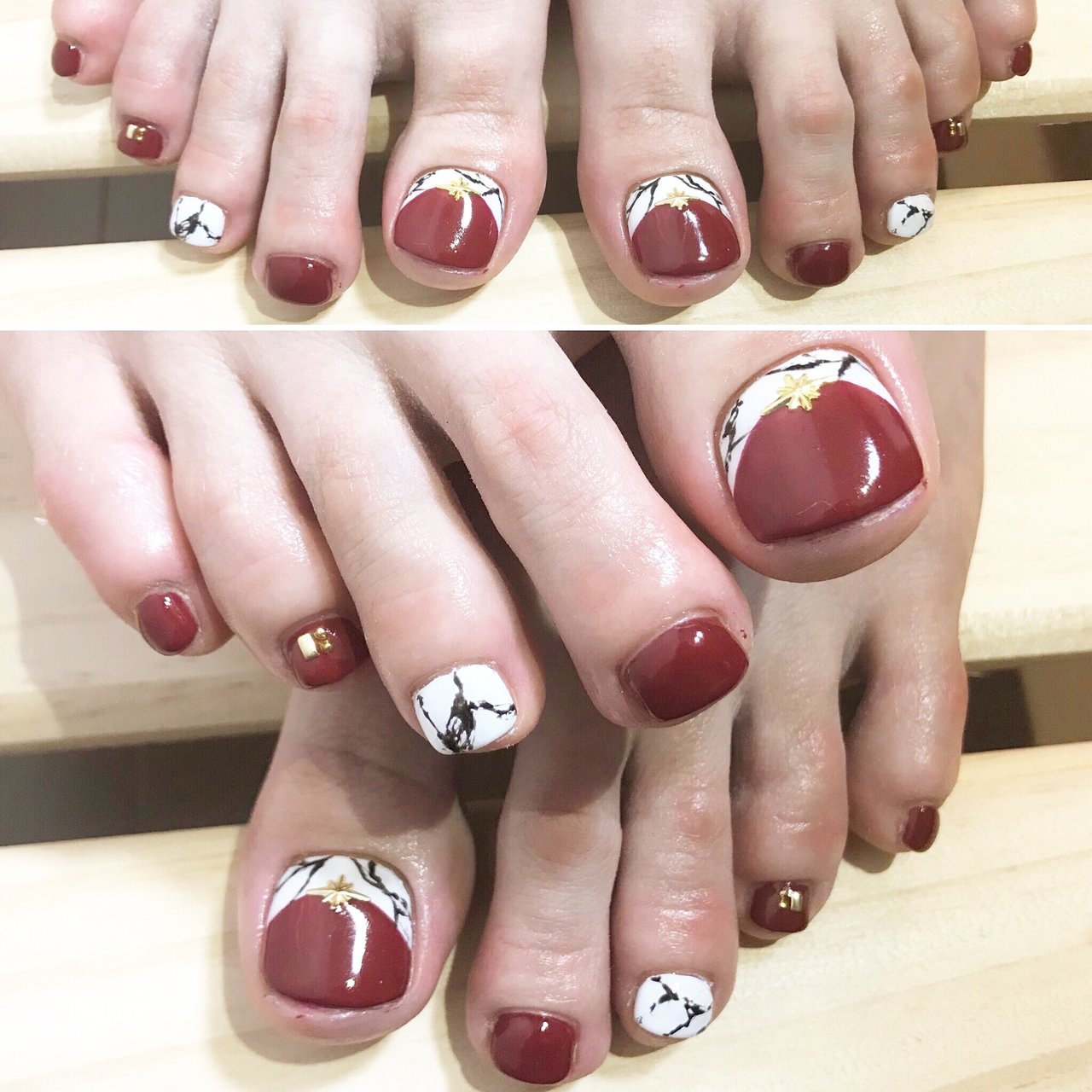 秋 冬 フット 大理石 ショート Nailfuflaのネイルデザイン No ネイルブック