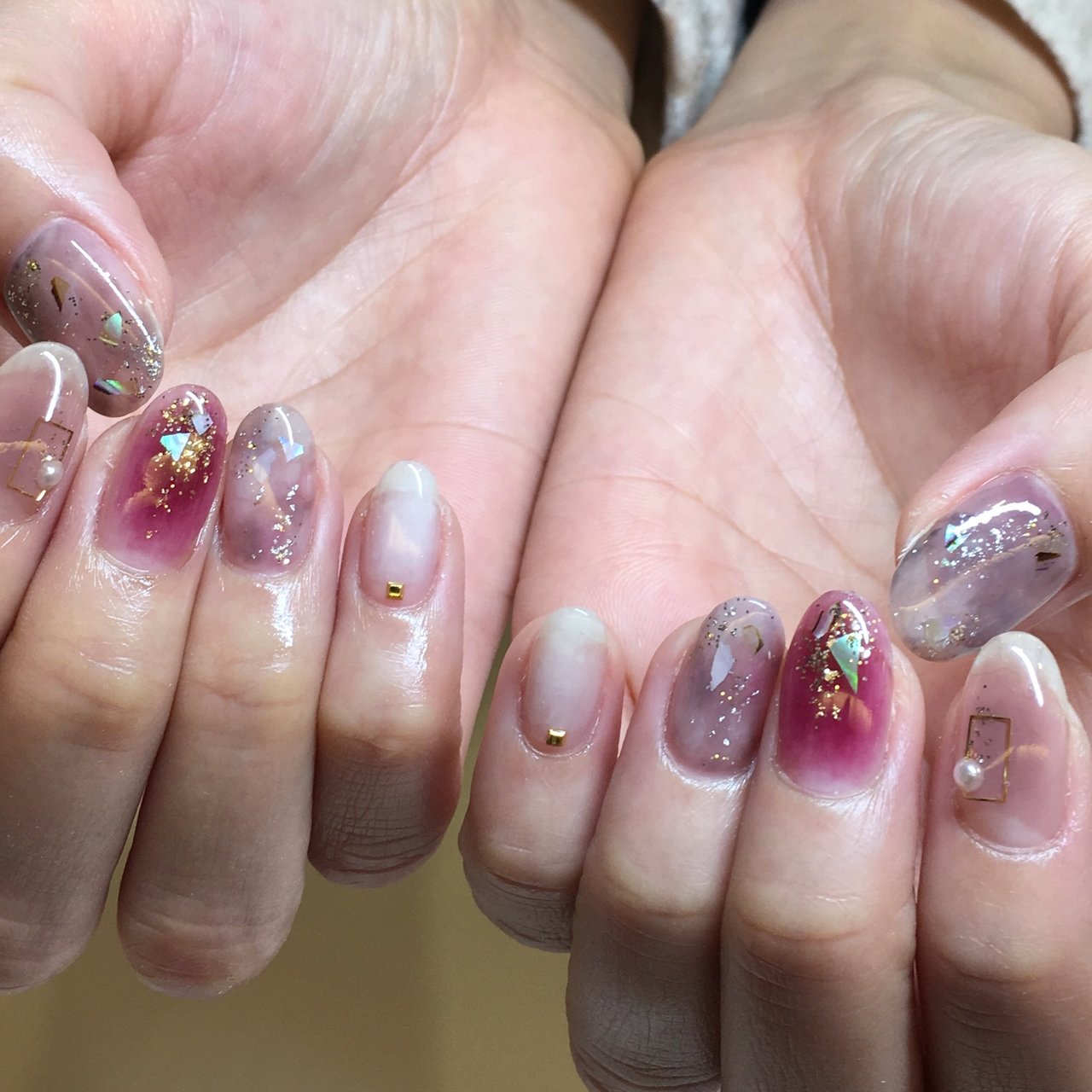 春 冬 バレンタイン シェル シースルー Muu Nailのネイルデザイン No ネイルブック