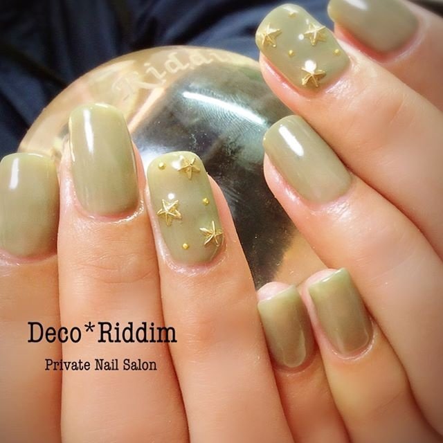 オールシーズン ハンド 星 ミディアム グリーン Kaori Shimuraのネイルデザイン No ネイルブック