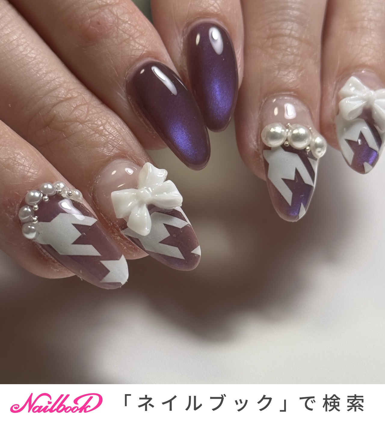 千鳥柄/パープルのネイルデザイン｜ネイルブック