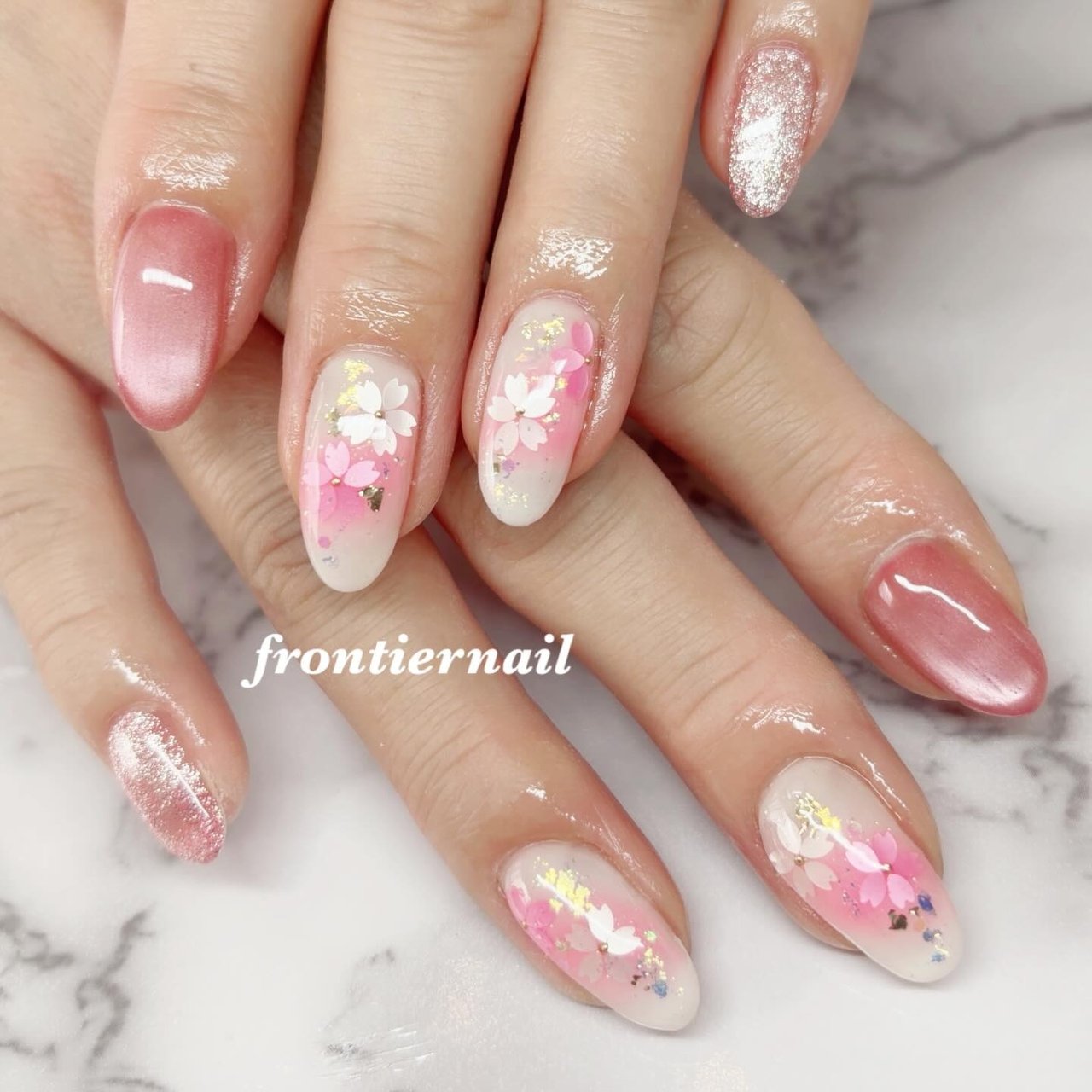 春/マグネット/桜/ジェルネイル - frontiernail☆渋谷美香のネイル