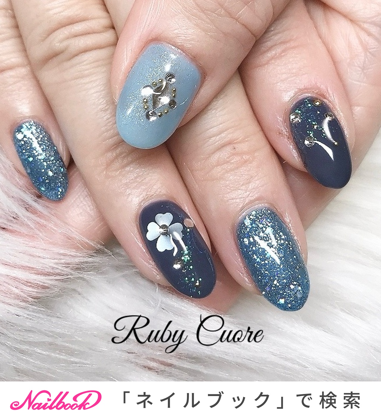入学式/浴衣/ブルーのネイルデザイン｜ネイルブック